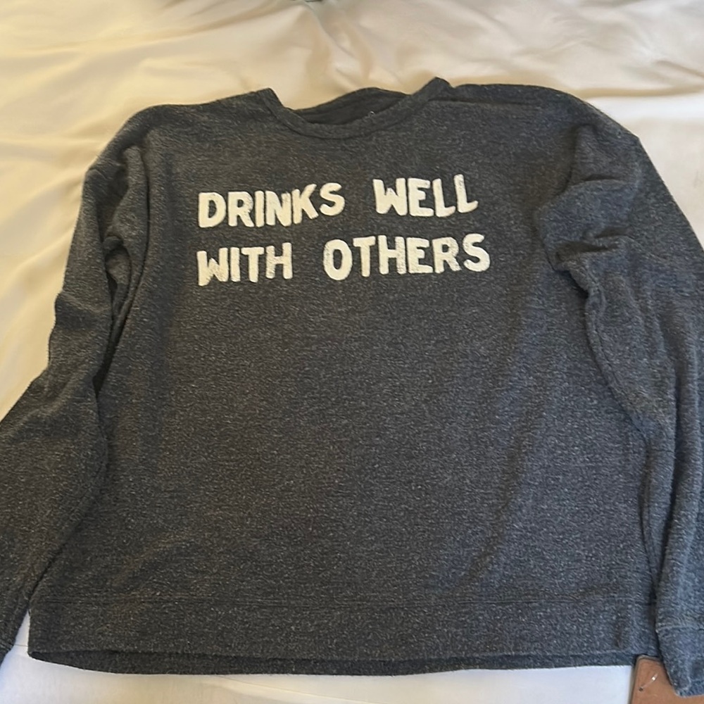 Original Retro Brand Gray Crewneck Sweater with Slogan